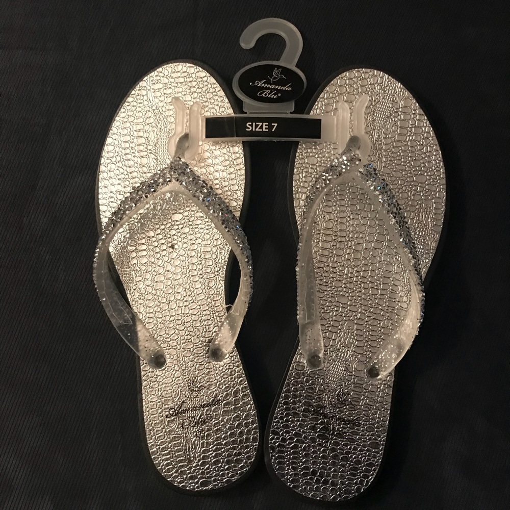 Metallic Alligator Sandal - Silver - Size 7